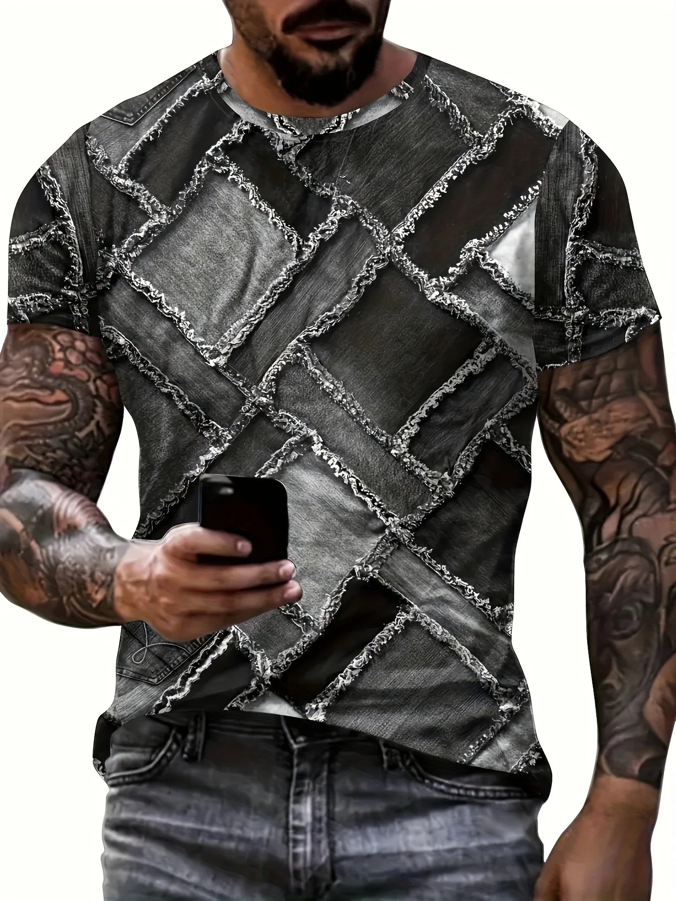 T-shirt graphique homme à col rond avec impression fantaisie, haut d'été à manches courtes pour homme, haut doux, tendance et confortable, vêtements de sport