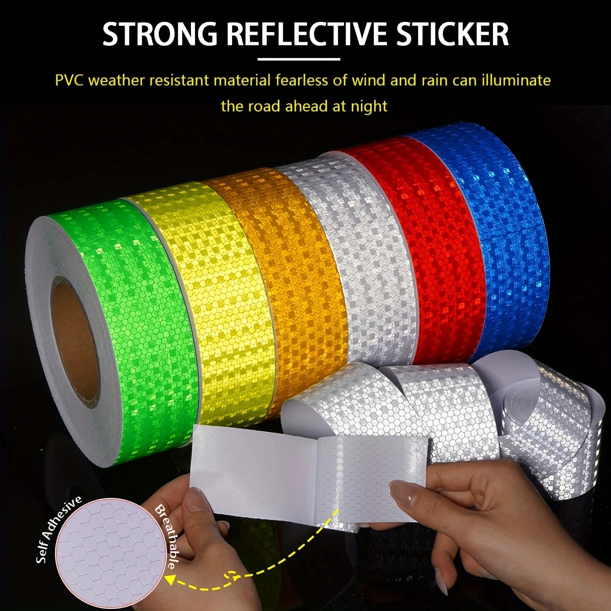 5cm*10M Reflective Adhesive Tapes Strong Reflection White-red Hazard Warning Reflectors Waterproof Safety Sticker For Bike Truck