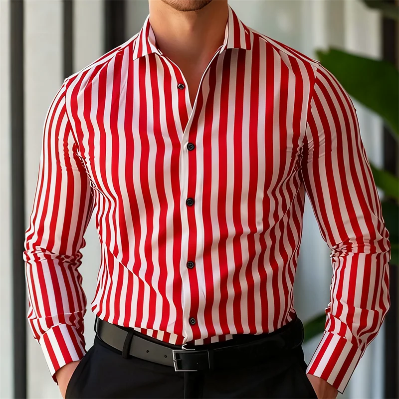 Nouvelle chemise formelle à rayures pour homme, 10 couleurs, chemise à col boutonné, manches longues, haut confortable et doux