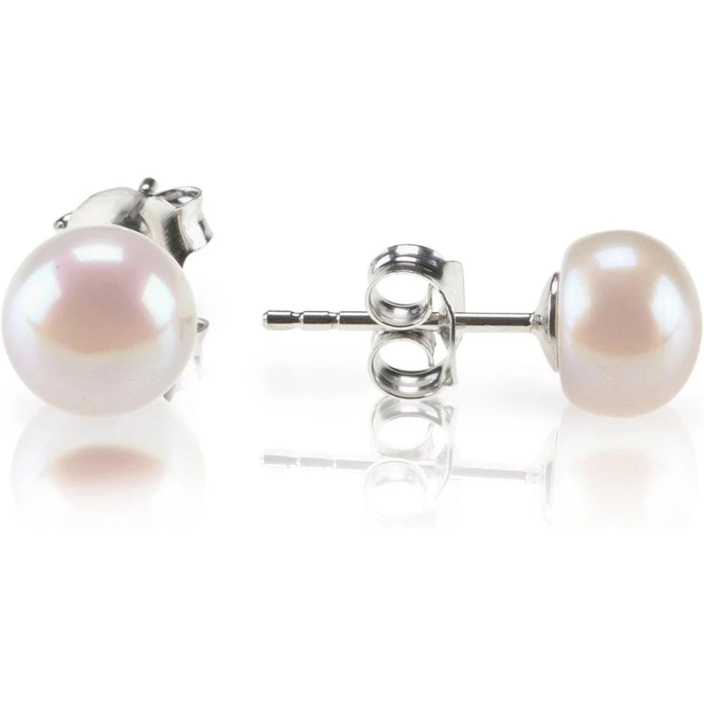 Boucles d'oreilles clous en perles de culture d'eau douce sélectionnées à la main de qualité AAA+ pour femmes, plaqué argent 925, plaqué or 14 carats, cadeau perle véritable