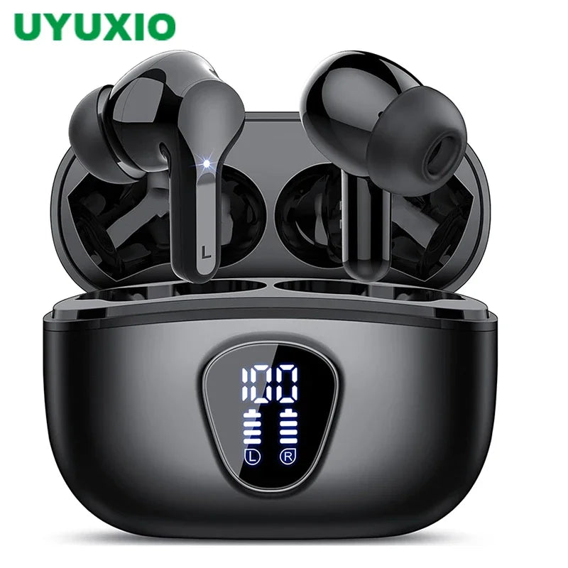 Nouveaux écouteurs sans fil Stéréo HiFi BT5.3 avec réduction de bruit ENC 48H, affichage LED, oreillettes étanches IP7