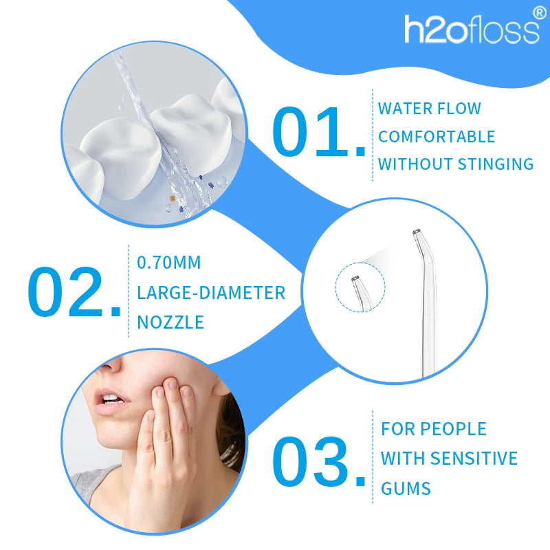 Hydropulseur sans fil H2ofloss 140 PSI, 5 modes, 5 embouts, 300 ml, batterie 2500 mAh, rechargeable par USB, irrigateur buccal portable pour le nettoyage des dents