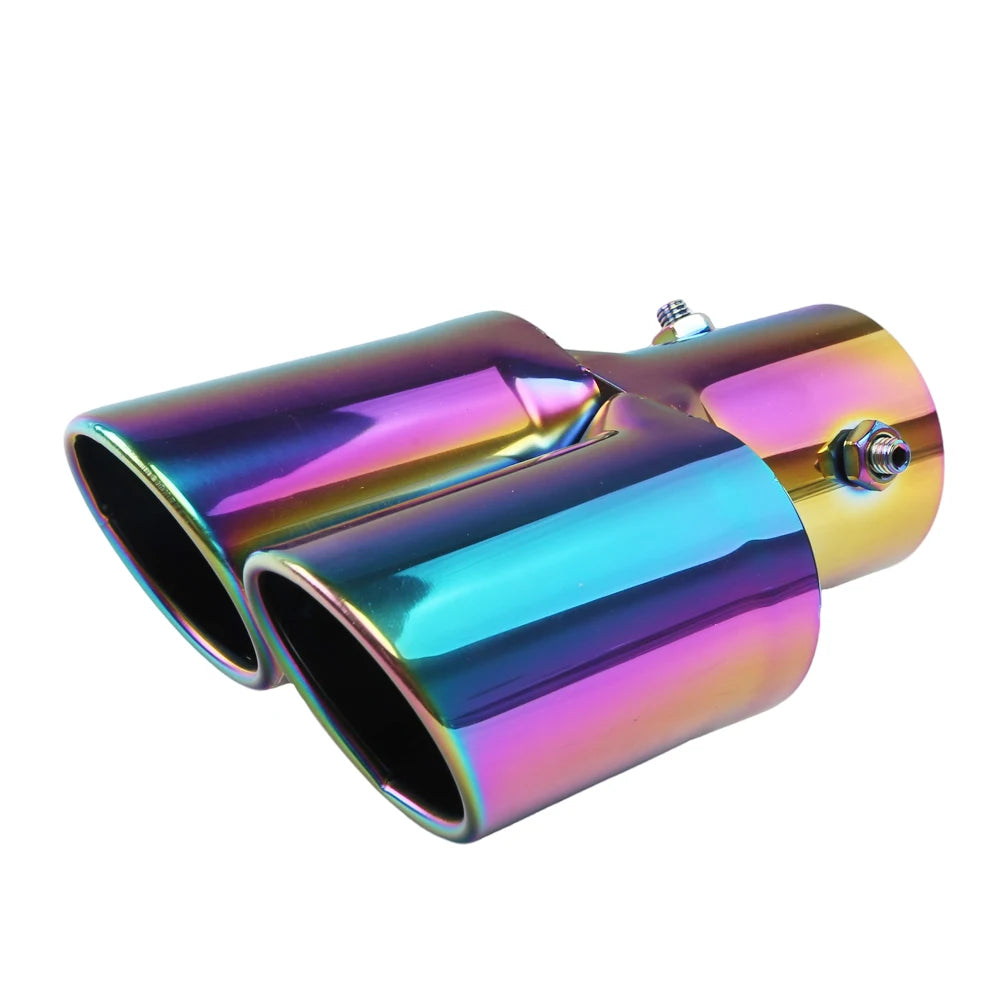Embout d'échappement double universel en acier inoxydable, coupe inclinée pour tuyau d'échappement de voiture, modification, décoration, silencieux, pot d'échappement