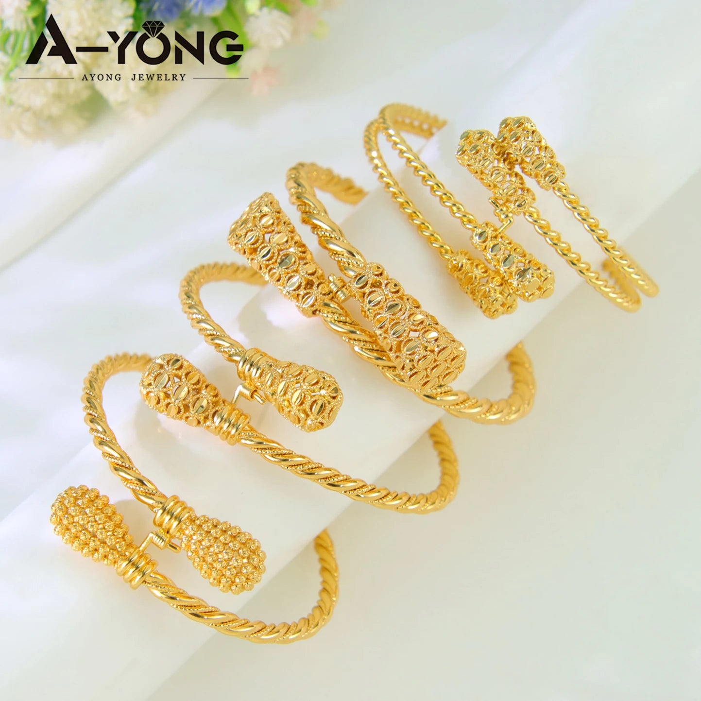 Bracelets Manchette Plaqué Or Dubaï 21k Couleur Or Luxe Saoudien Mariage Bracelets Turcs Femmes Fête de Mariage Bijoux Ramadan