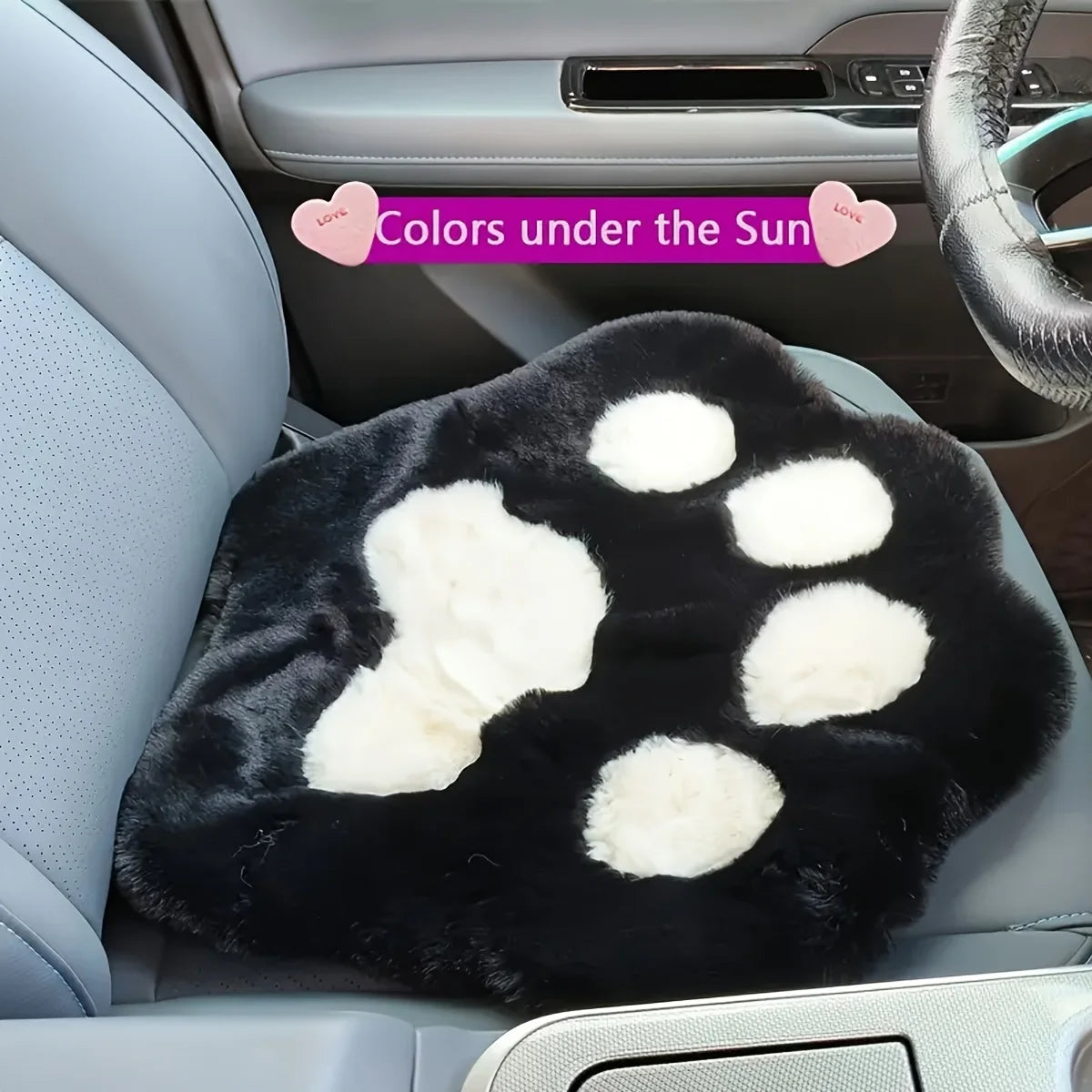 1 coussin de siège de voiture en peluche, motif patte de chat mignon, élégant et de qualité supérieure, décoration intérieure de voiture