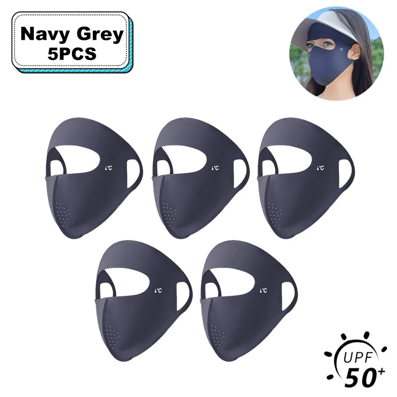 1/2/3/5Pcs Masque intégral d'été Protection solaire Respirant Soie glacée Anti-UV Équitation Extérieur Respirant Soie glacée Ultra-fin