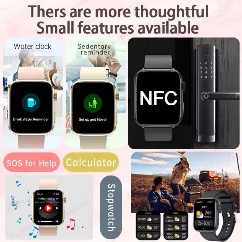 Montre connectée de sport tendance 2025 pour hommes et femmes, avec diagnostic intelligent par IA, surveillance de la tension artérielle, de la fréquence cardiaque (HRV+PPG), étanche IP68 et NFC
