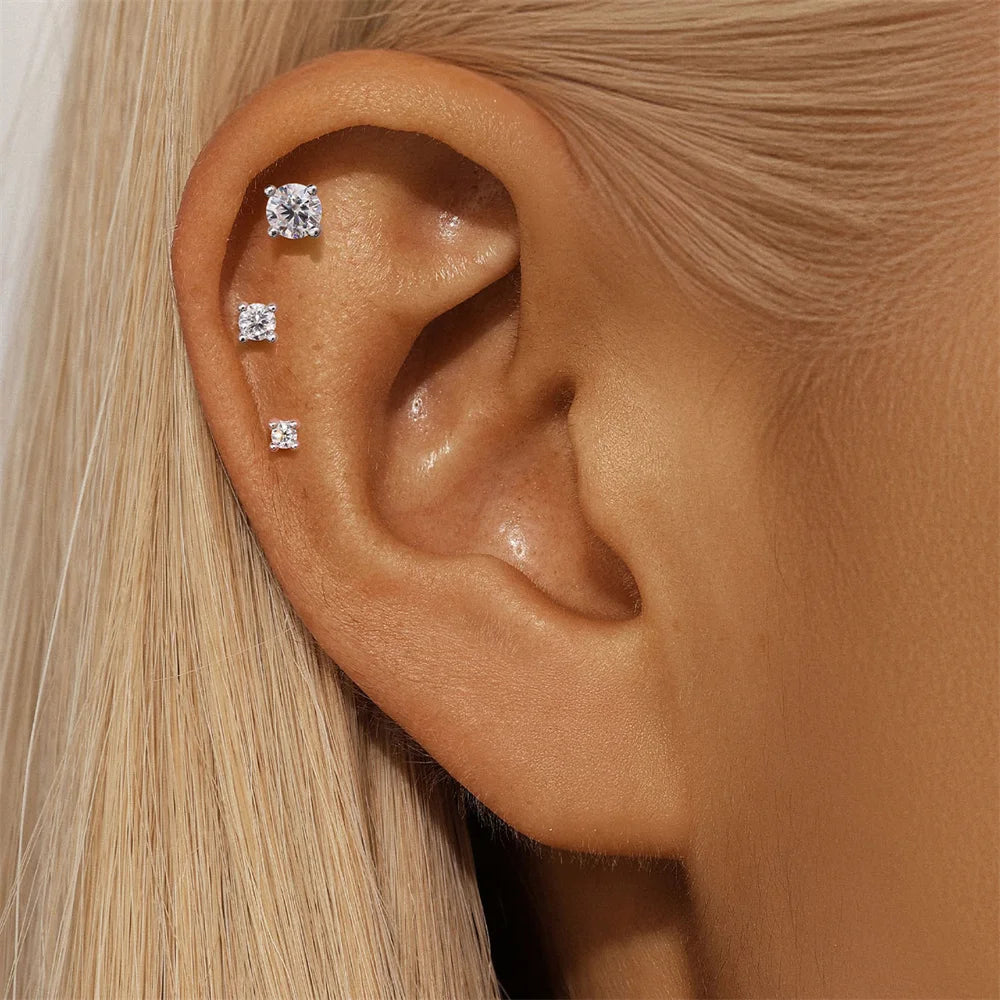 Aide Mini 2/3/4mm Moissanite Earring For Women 925 Sterling Silver Earring INS Trend Wedding Ear Studs Jewelry Brincos de Pratas