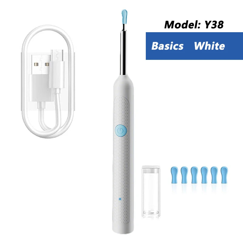 Nettoyeur d'oreilles visuel intelligent HD Bâtonnets auriculaires Otoscope USB C Endoscope de charge Outil de retrait de cérumen Pince à épiler Mini caméra Ensemble de soins de santé