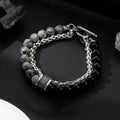 HNSP Chapelet Perles Œil de Tigre Acier Inoxydable Chaîne de Main Bracelet de Jonction pour Hommes Protéger Bijoux Accessoires Homme