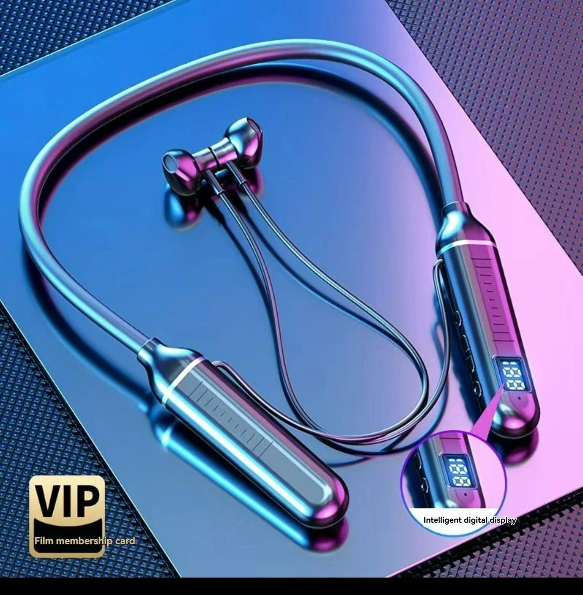 Casque sans fil 5.3 Casque tour de cou de jeu Écran LED Casque de sport stéréo avec écouteurs magnétiques