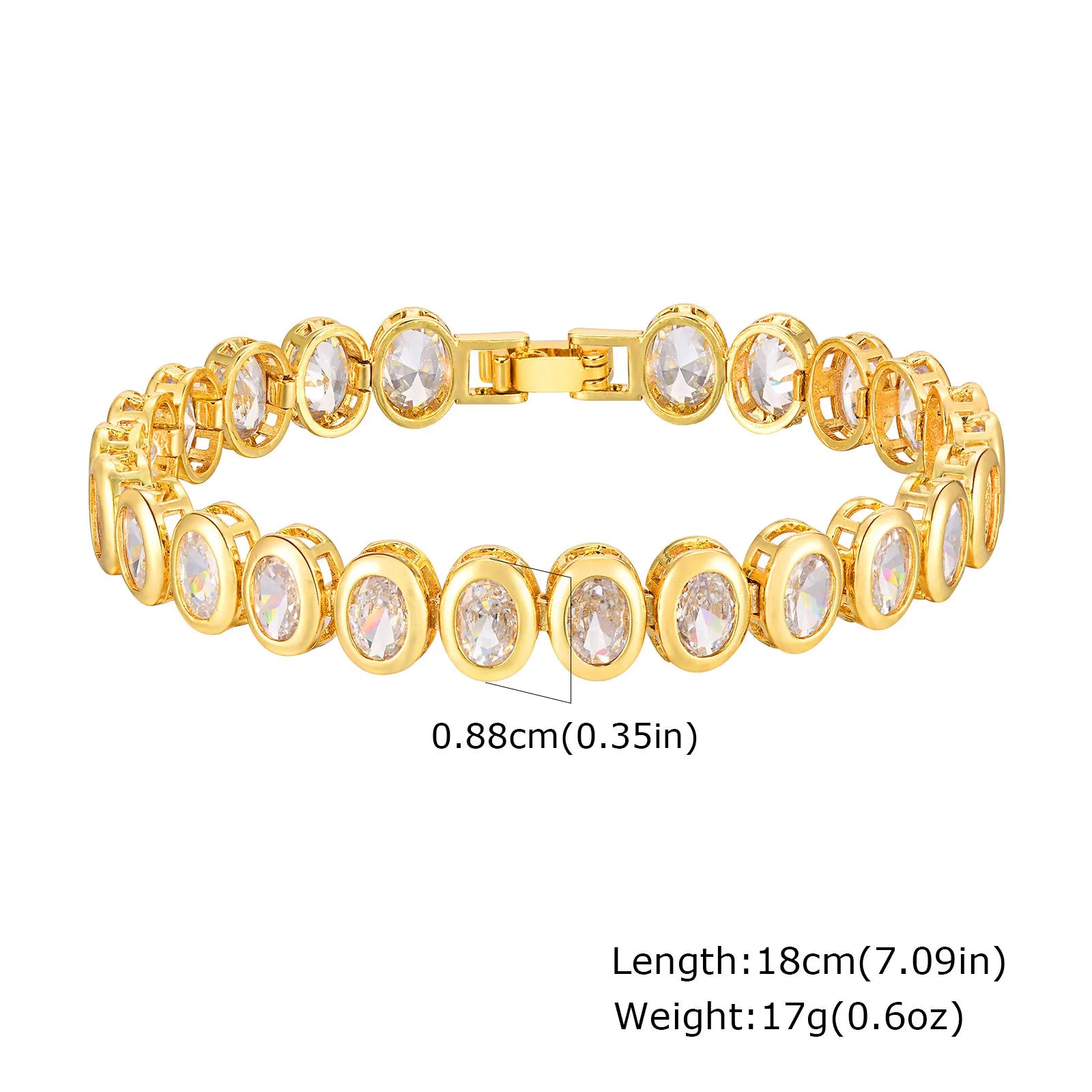 Bracelet chaîne trombone en or 14 carats plaqué oxyde de zirconium, bracelet de montre à maillons épais réglable et superposable pour femme et fille, idée cadeau