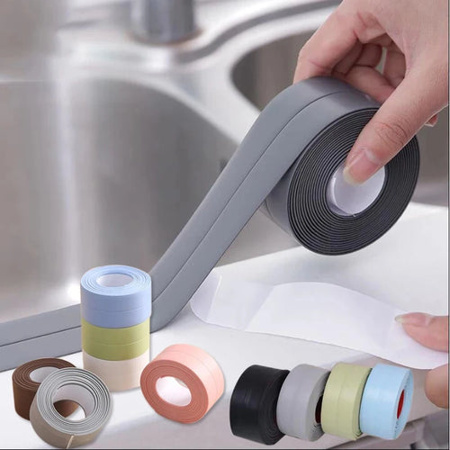 1 pc Autocollants muraux imperméables pour salle de bain Rubans d'étanchéité en PVC Rubans d'étanchéité adhésifs Bande de bord d'évier Accessoires de cuisine et de salle de bain