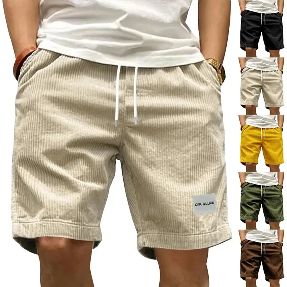 Short cargo vintage pour hommes, pantalon court en velours côtelé rétro tendance pour l'été, short décontracté de couleur unie pour hommes, short de sport respirant