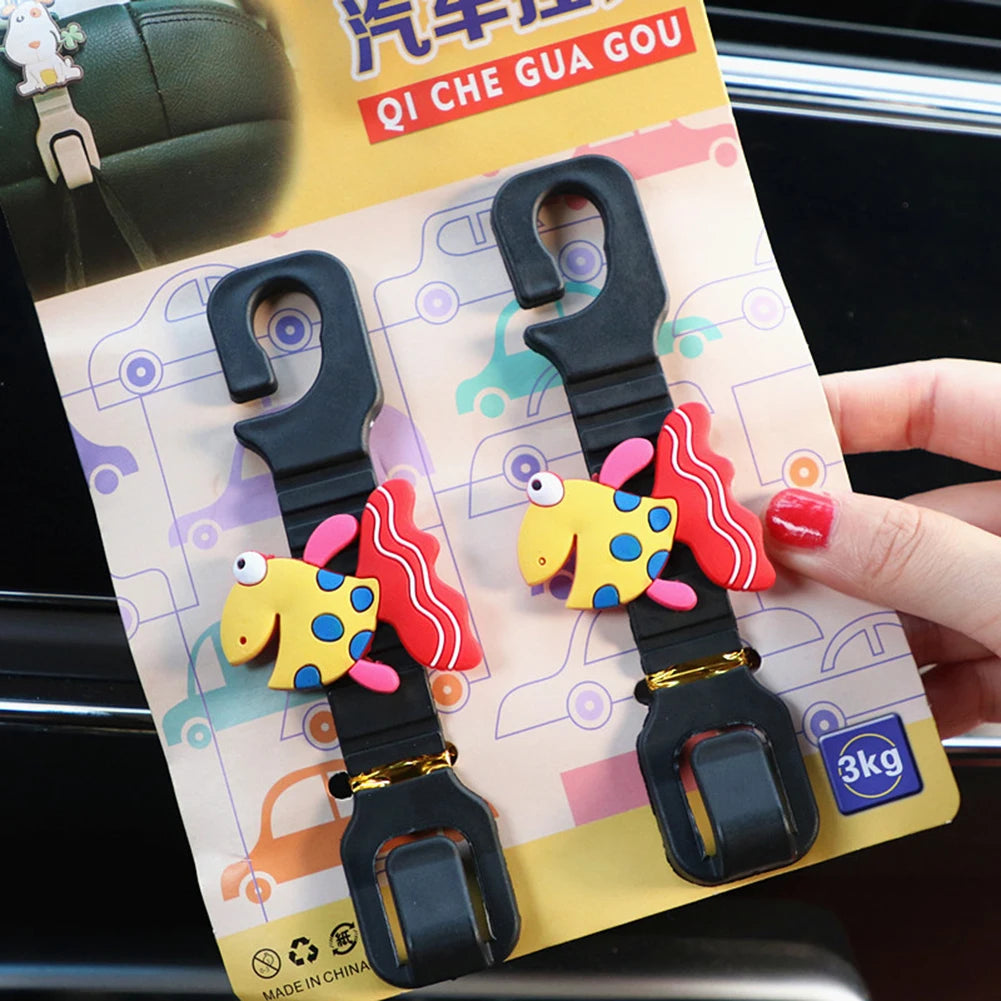 2Pcs Universal Car Seat  Cartoon Hook Hangers Organizer Headrest Mount Storage Interior Accessries