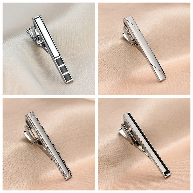 Lot de 8 pinces à cravate courtes avec boîte cadeau, accessoires pour cravates et épingles, boutons de manchette pour chemises d'homme, cadeau pour mari, gadgets