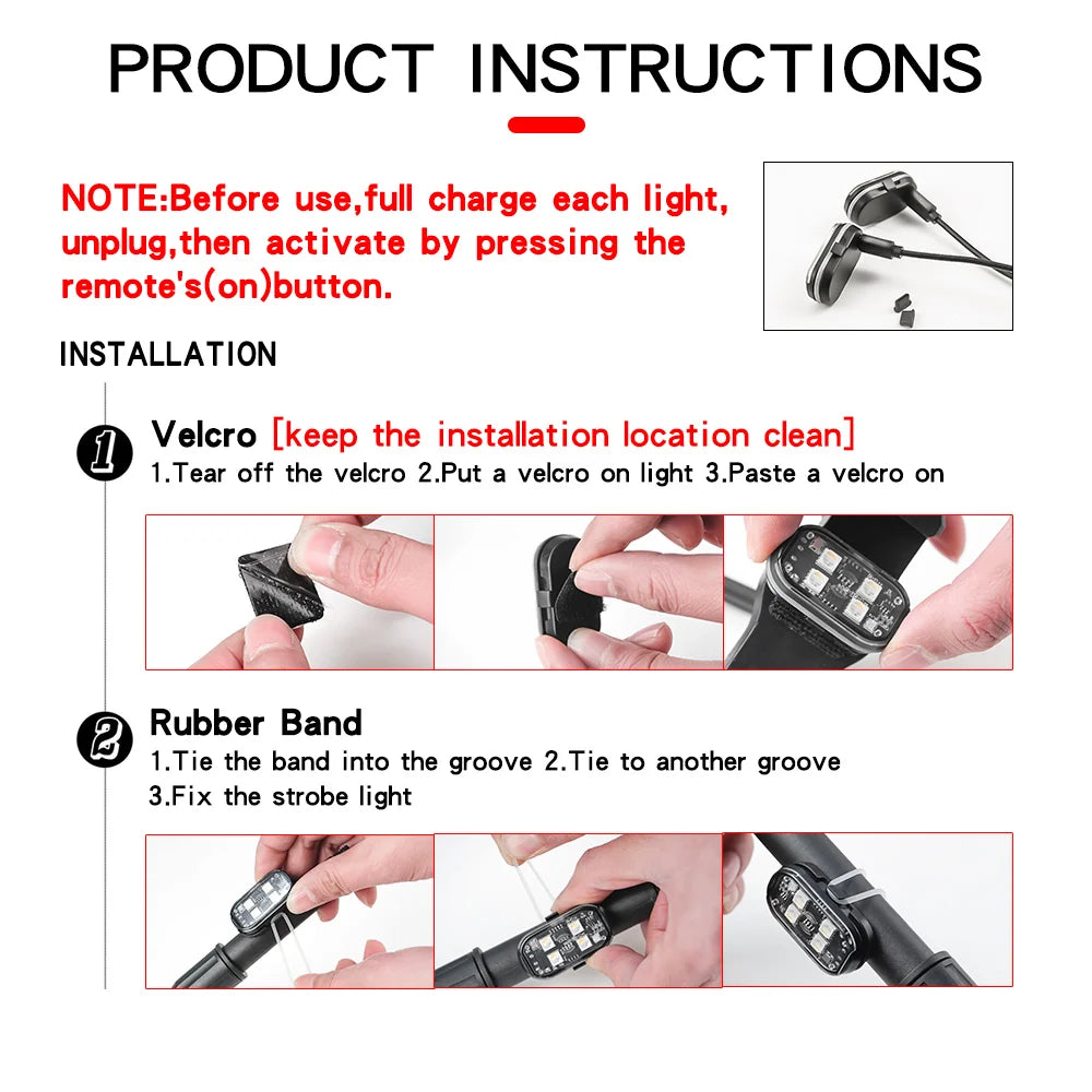 2/4 lampes stroboscopiques LED sans fil, lumière d'ambiance de voiture, 8 couleurs, lumières LED rechargeables, lumière d'avertissement LED anti-collision