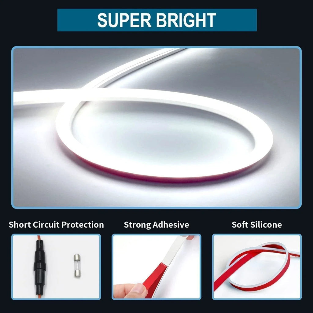 شريط أضواء غطاء محرك السيارة LED بطول 180 سم، شريط إضاءة محرك LED DRL ضوء نهاري مرن ومقاوم للماء لتزيين السيارة