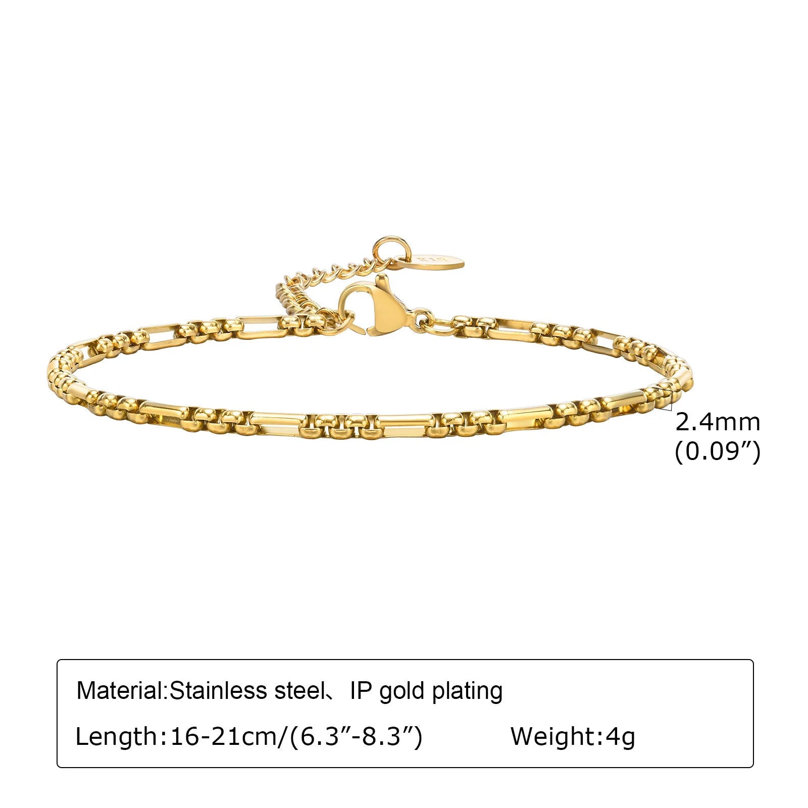 Bracelet chaîne en acier inoxydable pour femme, bracelet ajustable maillons trombone torsadés plaqué or 18 carats, bijoux superposables épais