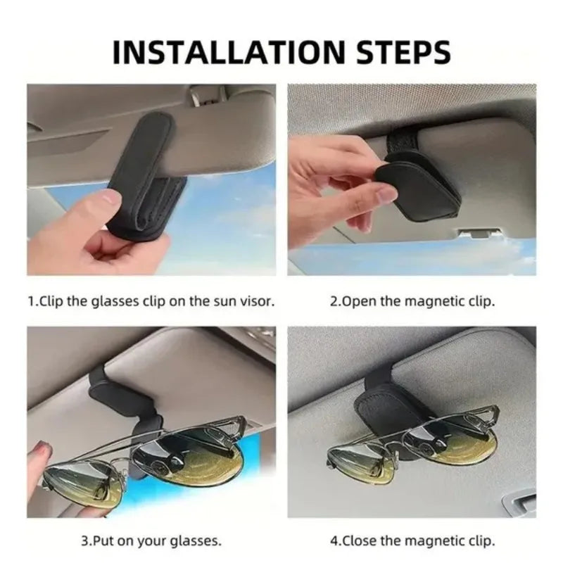 Étui à lunettes de pare-soleil de voiture Support de clip de lunettes de soleil Clip de carte de ticket Clip portable multifonction Accessoires intérieurs de voiture