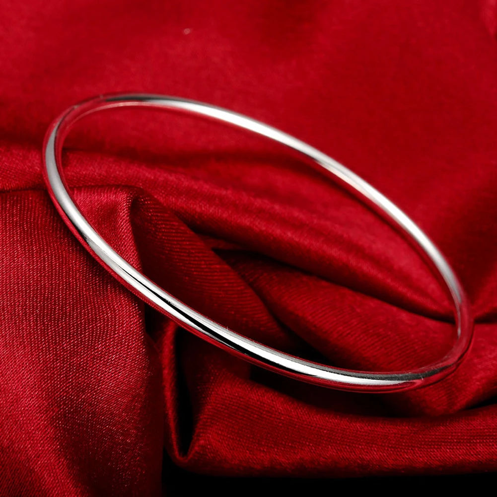 ANDARA Gros Bracelet Jonc Tendance en Argent Sterling 925 Cœur Rond Ouvert pour Femme Bijoux de Mode Réglable Manchette de Mariage