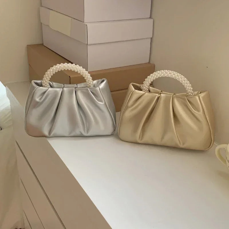 Sacs à main d'embrayage pour femmes avec poignée en perles de mode Sacs à bandoulière carrés de luxe pour femmes Petit sac messager pour femmes