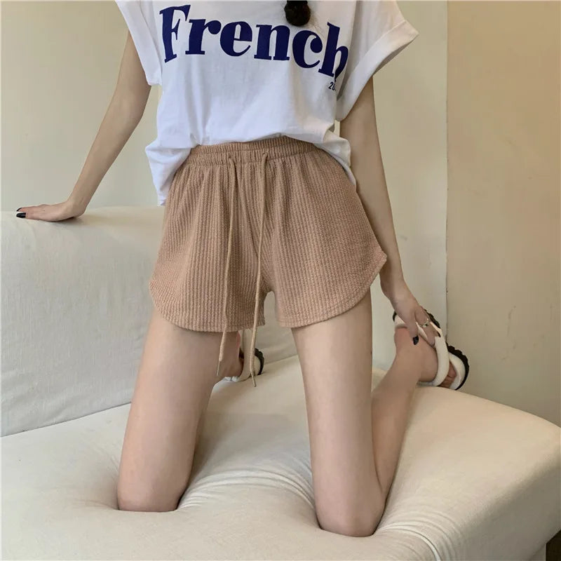 1 short décontracté d'été pour femme, short de sport pour fille, short de yoga taille haute pour femme, short ample pour étudiante