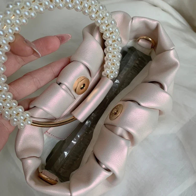 Sacs à main d'embrayage pour femmes avec poignée en perles de mode Sacs à bandoulière carrés de luxe pour femmes Petit sac messager pour femmes