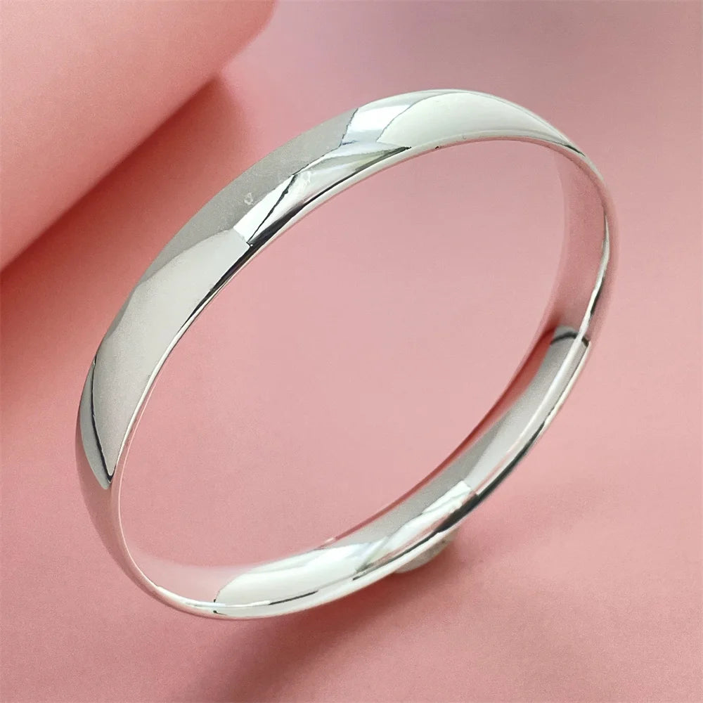 ANDARA Gros Bracelet Jonc Tendance en Argent Sterling 925 Cœur Rond Ouvert pour Femme Bijoux de Mode Réglable Manchette de Mariage