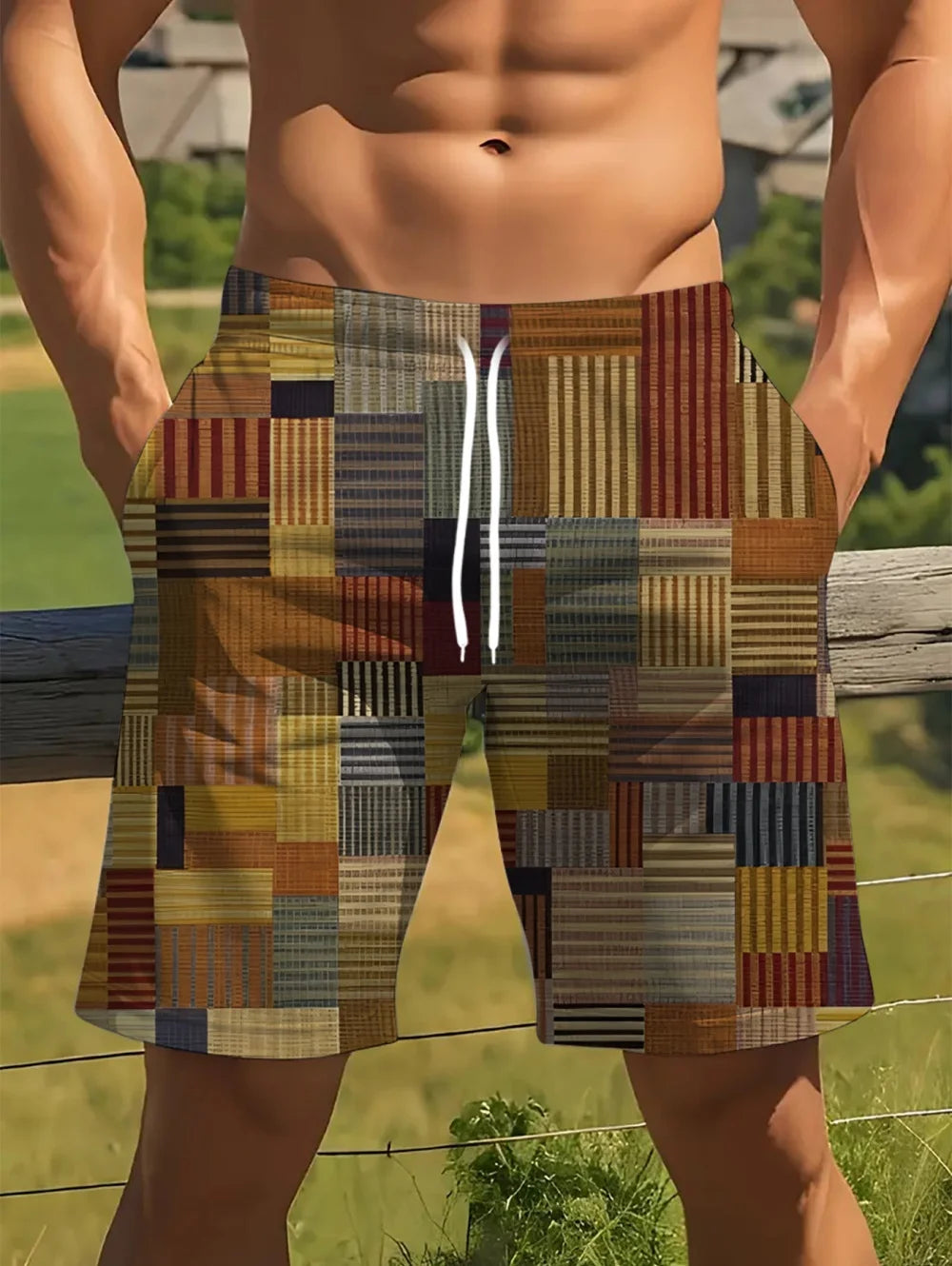Short décontracté Vintage homme imprimé 3D, à carreaux colorés, de sport, grande taille, pour la natation, la gym, vêtements d'été pour homme