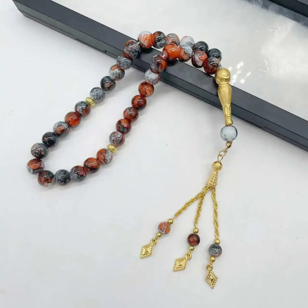 10mm 33 Beads Tasbih Crystal Glass Bracelet Muslim Rosary Tassel Prayer Beads Islamic Tasbeeh Masbaha Meditation for Women Men