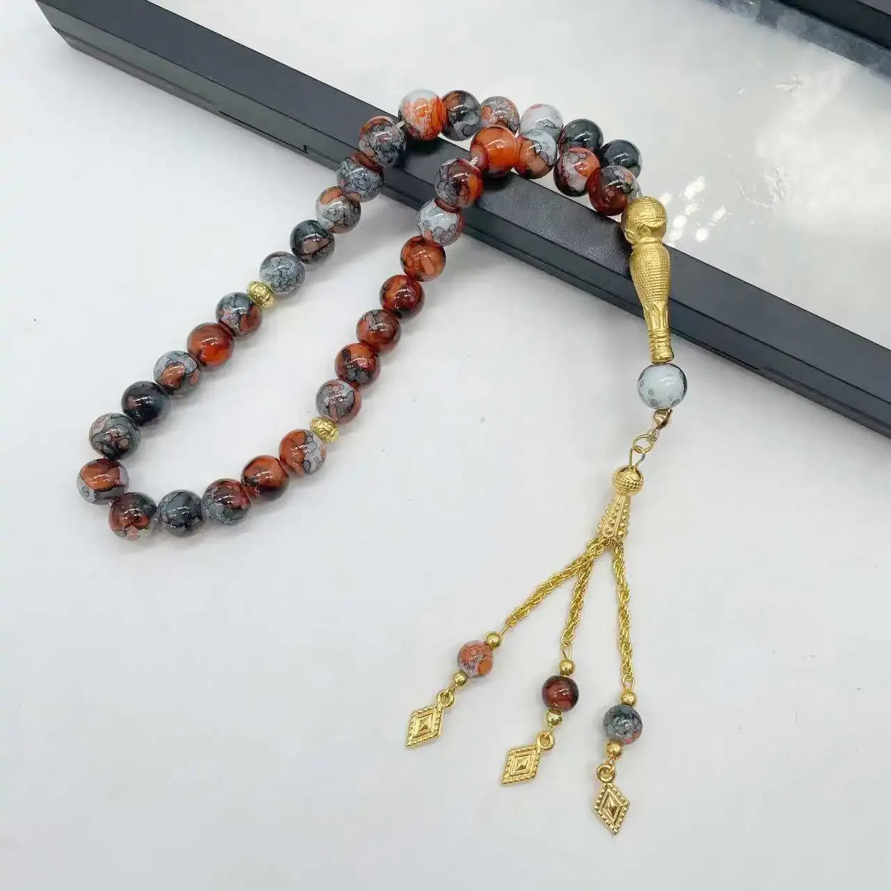 10mm 33 Beads Tasbih Crystal Glass Bracelet Muslim Rosary Tassel Prayer Beads Islamic Tasbeeh Masbaha Meditation for Women Men