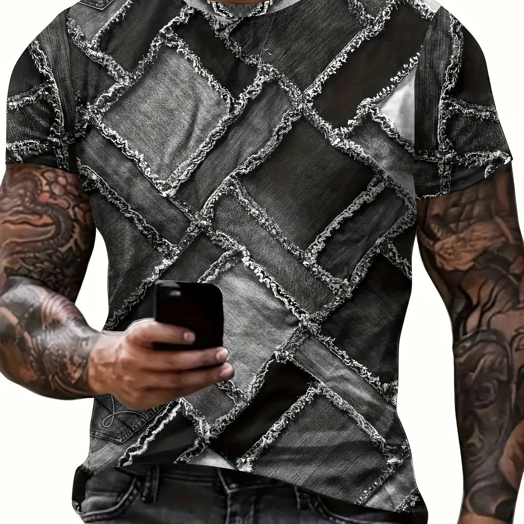 T-shirt graphique homme à col rond avec impression fantaisie, haut d'été à manches courtes pour homme, haut doux, tendance et confortable, vêtements de sport