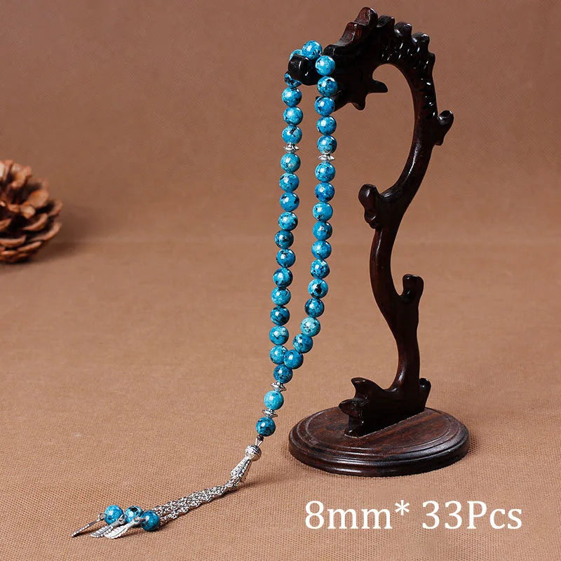 Perles de chapelet musulman Tasbih islamique 33 perles de prière chapelet pour hommes bracelet pour hommes accessoire pierres naturelles agates fait main Turquie