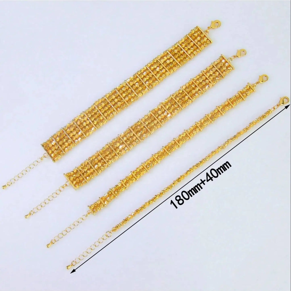Bracelet de perles de mode arabe, plaqué or 24 carats, éthiopien, manchette de mariée, bracelets de mariage, bijoux vintage pour femmes musulmanes d'Oman