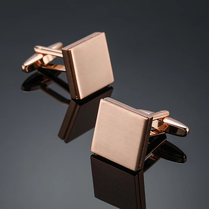 Boutons de manchette pour chemise française homme haut de gamme carrés classiques, motifs géométriques gravés au laser, brossés, pour costumes et accessoires de costume d'affaires.