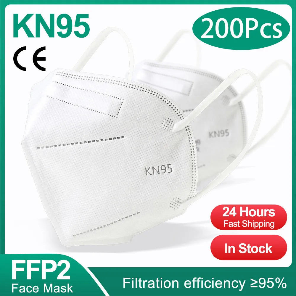 10-200 Masques FFP2 KN95 Mascarillas Masque facial KN95 Filtre 5 couches Mascarillas quirúrgicas homologuées Masque FFP2 noir réutilisable