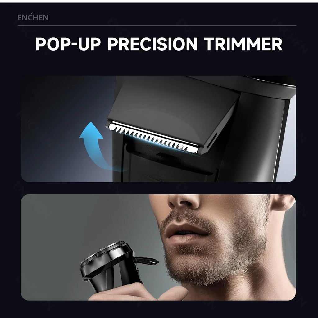 ENCHEN Rasoir Électrique 3D Blackstone 3 Étanche IPX7 Rasoir Humide et Sec Double Usage Visage Barbe Batterie Affichage Numérique pour Hommes