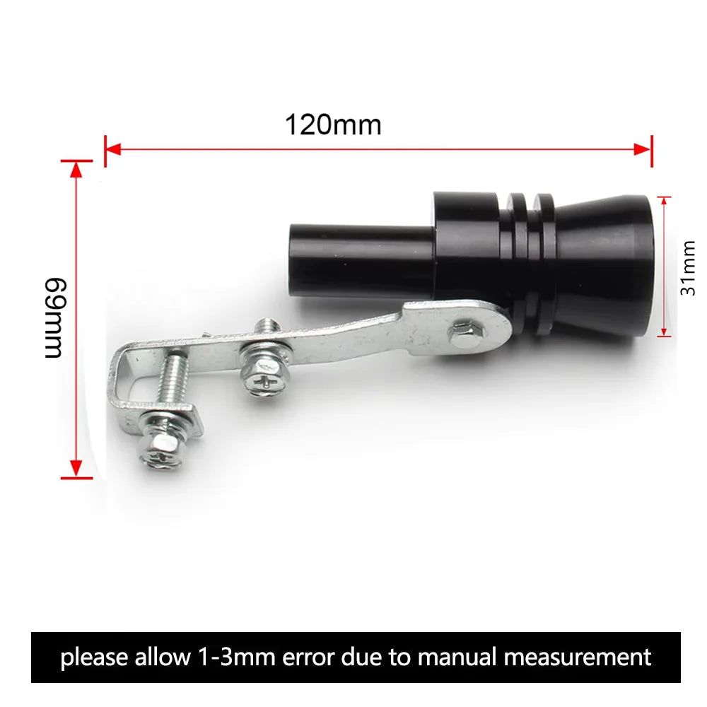 Sifflet turbo noir universel pour voiture Dispositif de modification de véhicule Simulateur de son turbo de pot d'échappement Sifflet de silencieux turbo XL