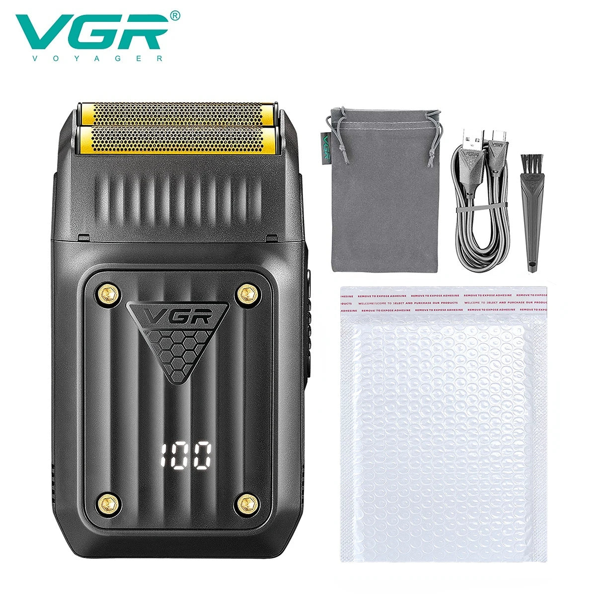 Rasoir professionnel VGR Tondeuse à barbe électrique Affichage numérique Rasoir alternatif Rasoir rechargeable pour homme V-363