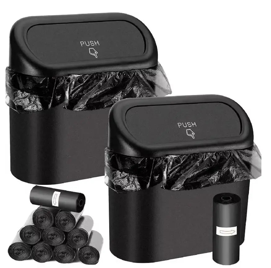 Poubelle de voiture (avec couvercle) avec 1/2/3 sacs poubelle, petite poubelle de voiture, accessoires de voiture mini anti-fuite