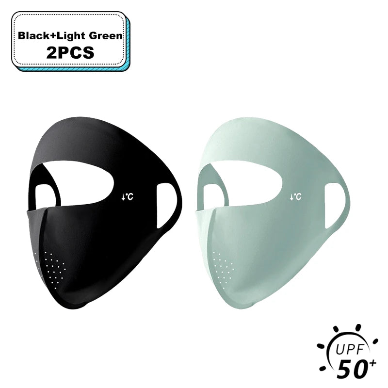 1/2/3/5Pcs Masque intégral d'été Protection solaire Respirant Soie glacée Anti-UV Équitation Extérieur Respirant Soie glacée Ultra-fin