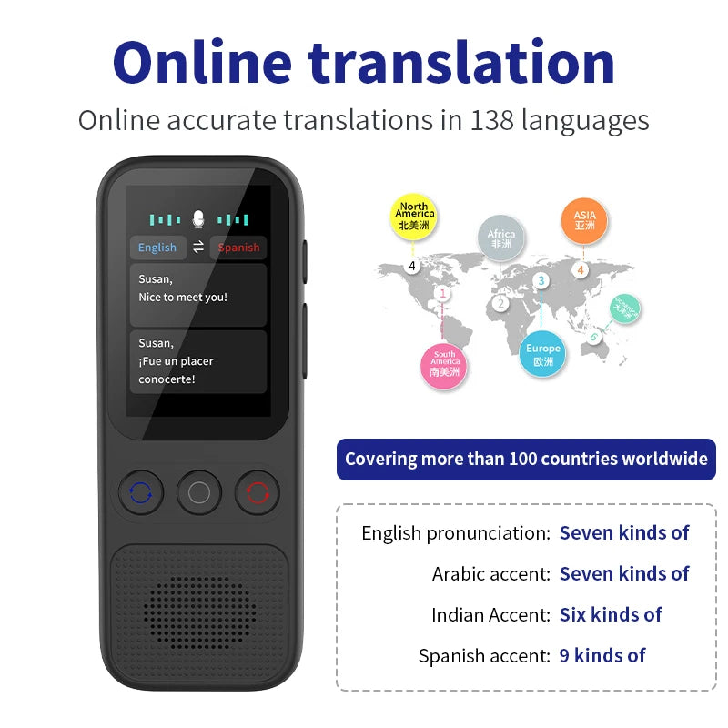 Language Translator Offline Voice Photo Translation WiFi Portable Translator 138 Languages Translator Device for Travel Business
