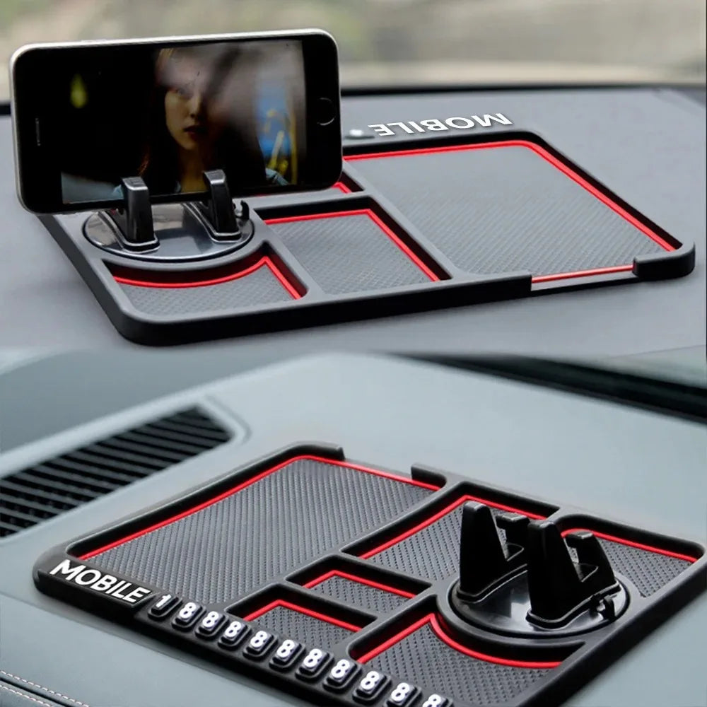 Car Anti-slip Mat Phone Rotatable Auto Holder GPS Navigation Storage Cushion with Parking Number Card Car Interior Accessories