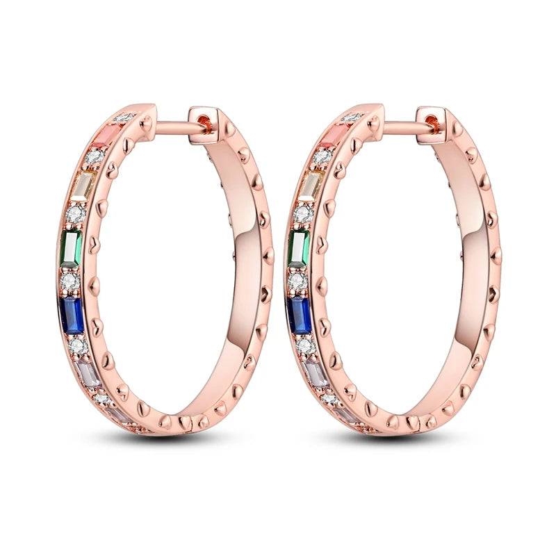 925 Silver Hoop Earring For Woman Rose Gold Yellow Pendientes Original Minimalist Earring Jewelry