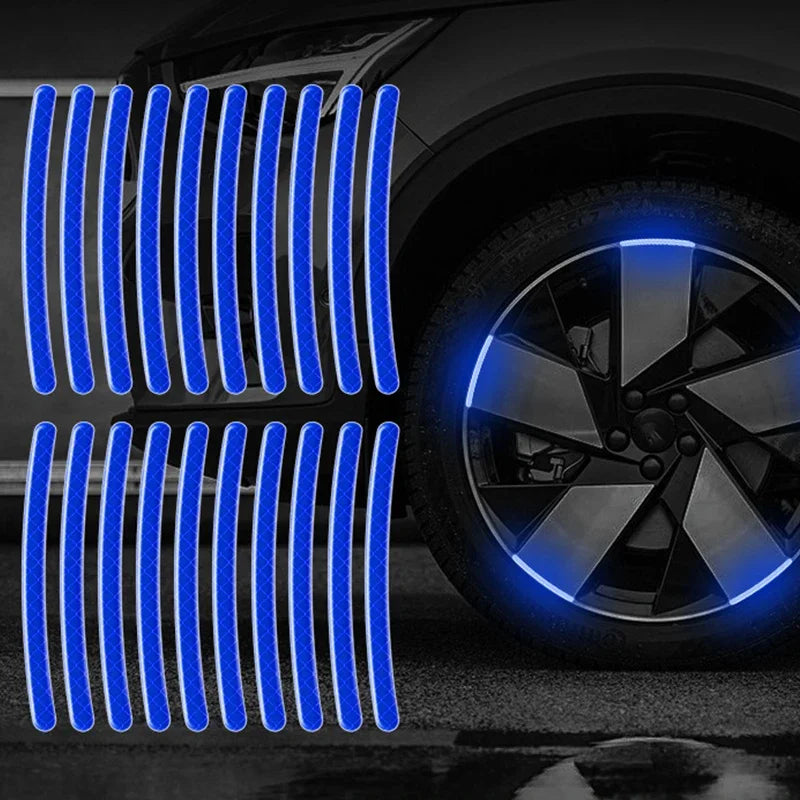 Autocollant Réfléchissant pour Jante de Pneu de Voiture Bande d'Avertissement de Sécurité Nocturne Moto Vélo Auto Roue Moyeu Réflecteur Autocollants 20/40 Pièces