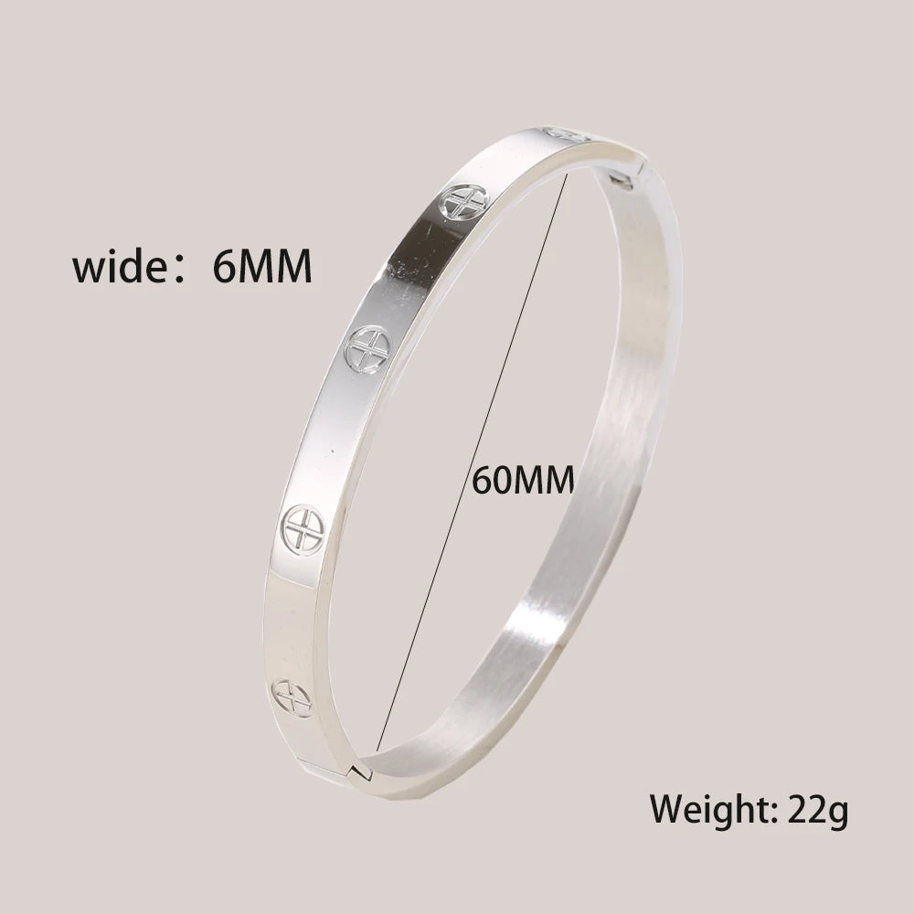 XUANHUA Bracelets Joncs en Acier Inoxydable pour Femmes Bijoux de Mode Breloque Accessoires Bijoux Bracelet en Cristal Aime