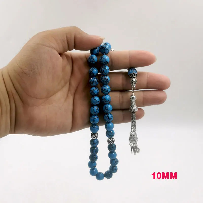 Tasbih turquoise Natural Mongolian gemstone islamic muslim bracelet Blue prayer bead Misbaha