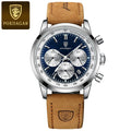 POEDAGAR Montre homme étanche avancée avec calendrier, veilleuse, chronomètre, montre homme en cuir de luxe et de mode