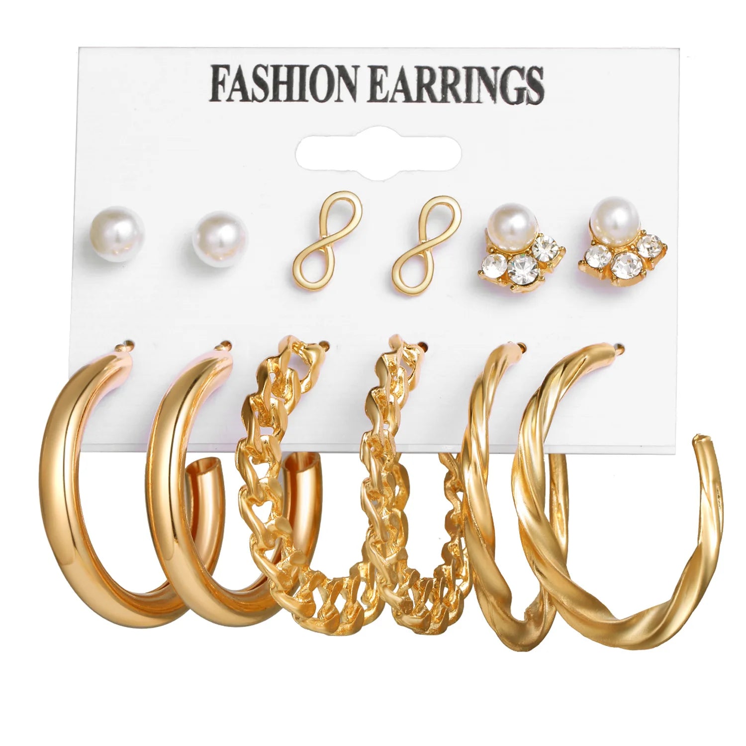 LATS Grand ensemble de boucles d'oreilles créoles bohèmes pour femmes, couleur or, style bohème, vintage, perle, boucles d'oreilles carrées, clous d'oreilles cœur en zircon, bijoux